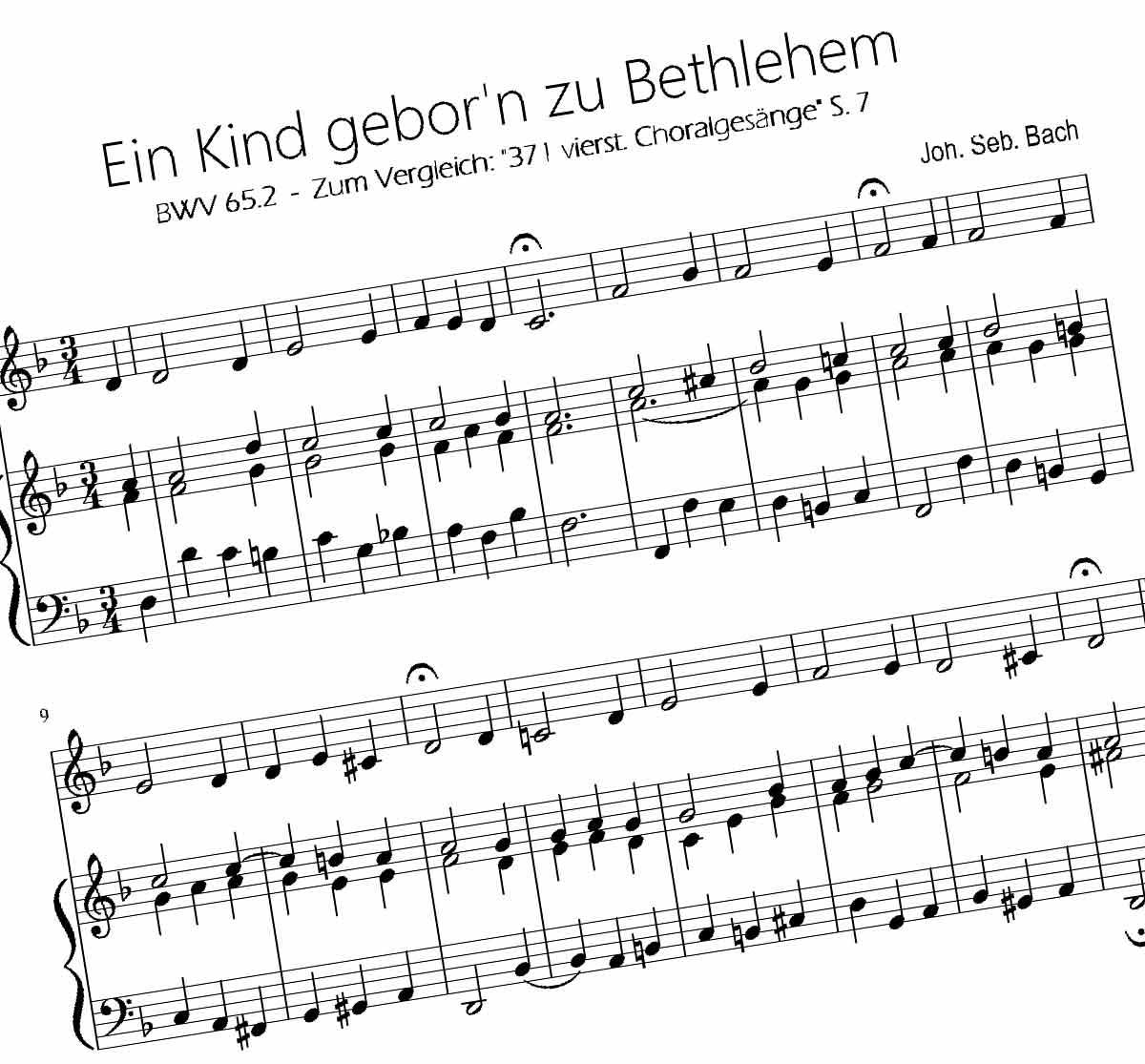 - Ausschnitt aus typischem Notenbild eines Weihnachts-Chorals -